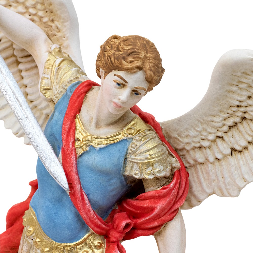 Statua di San Michele Arcangelo in resina colorata