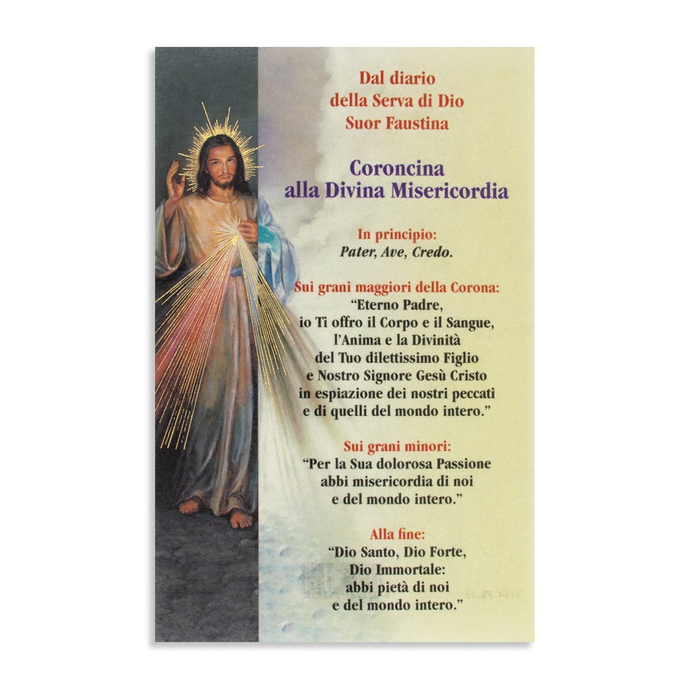 Coroncina Della Divina Misericordia Con Litanie Cartoncino pergamena della Divina Misericordia