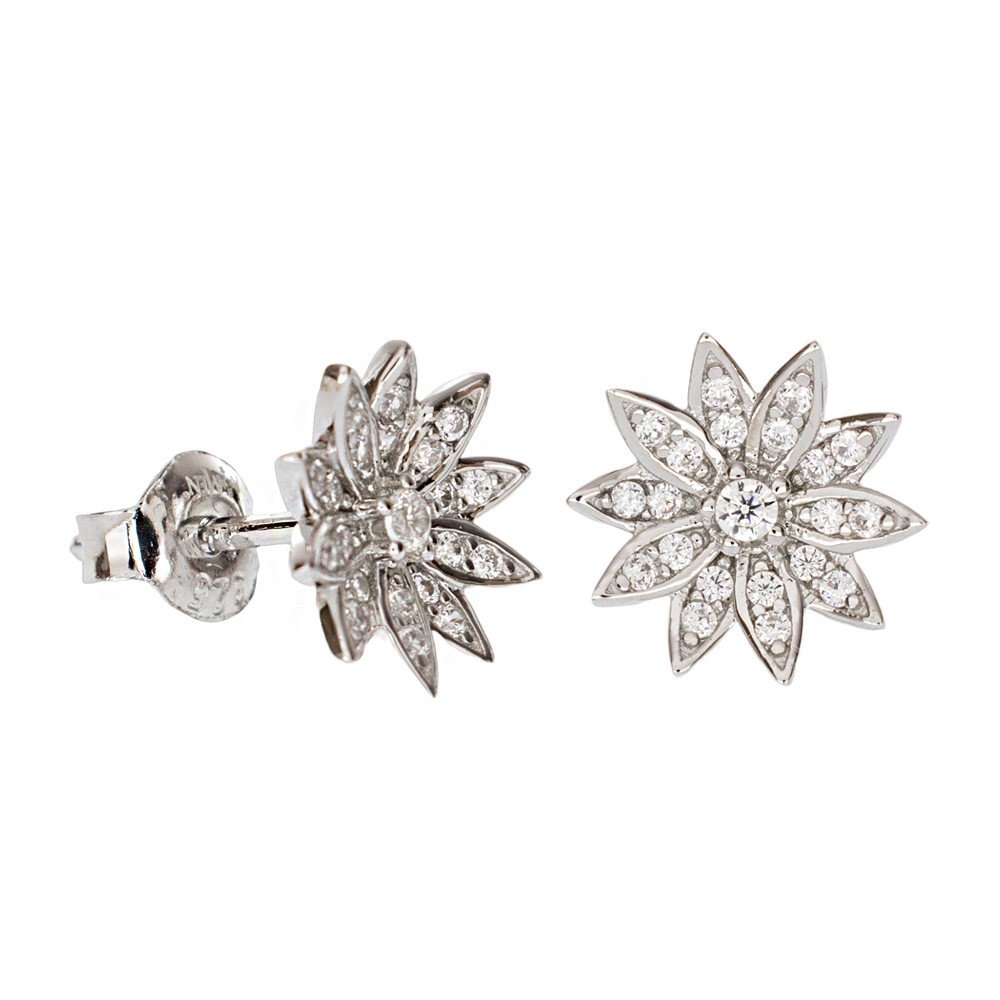Orecchini Flores in Argento 925 con Fiore e zircone Giallo