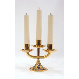 Candeliere tre fiamme ottone