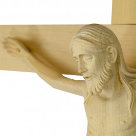 Cristo Romanico e Croce in Legno Brunito