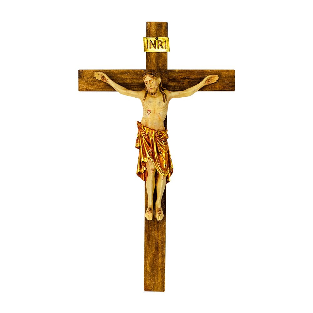 Croce con Cristo Romanico Legno Antico
