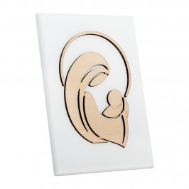 Quadro Legno Laccato Madonna con Bambino