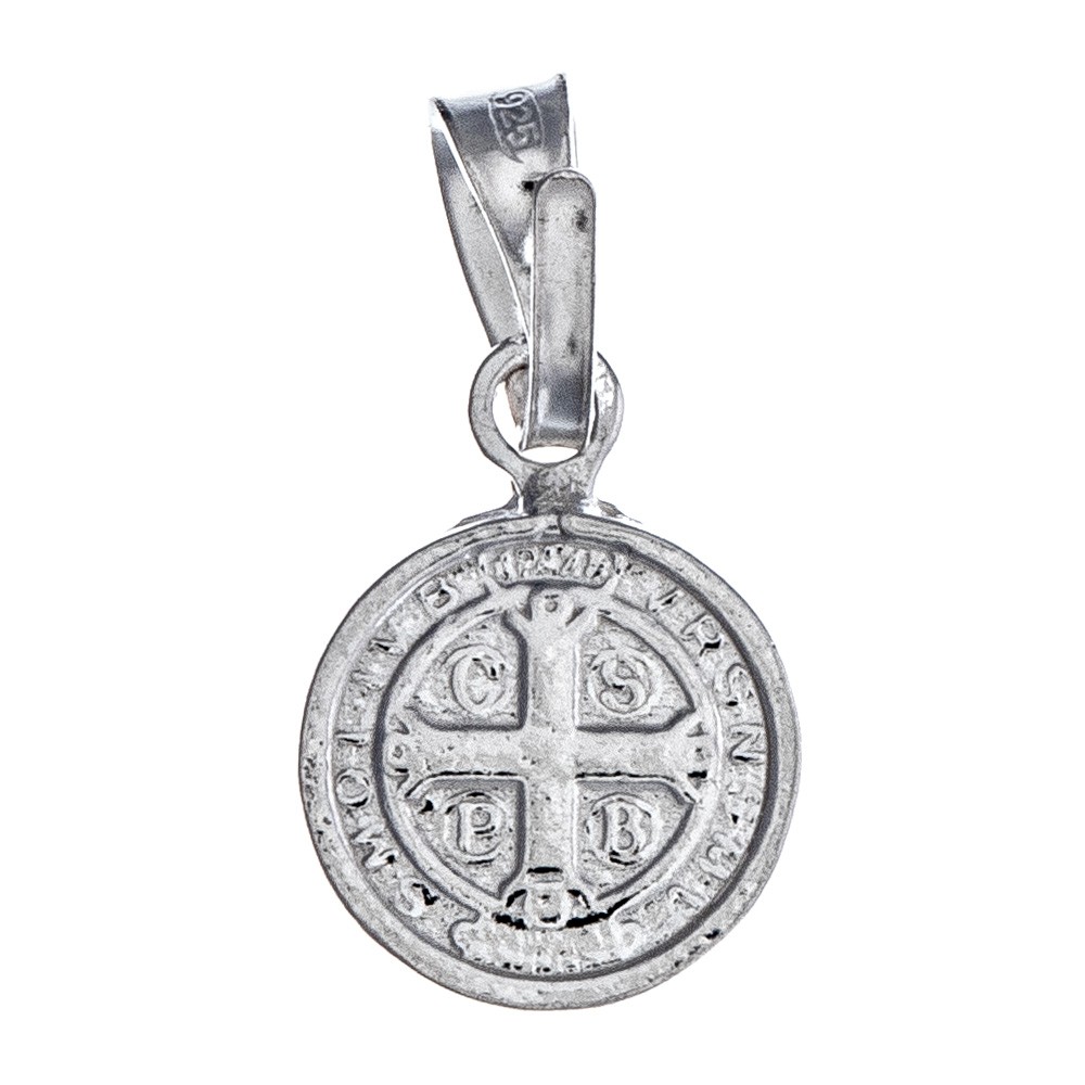 Medaglia Di San Benedetto In Argento 925 Massiccio - Gioiello Religioso Con Scatola Regalo