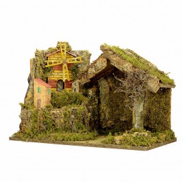 Capanna Illuminata con Mulino 50x26x37 cm