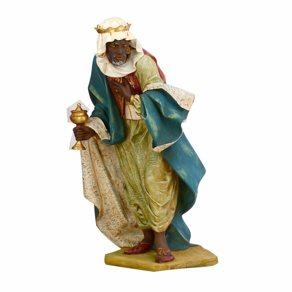 Figurine Fontanini Roi Mage Baldassarre - 12 Cm Résine Peinte Main - Crèche De Noël Italienne