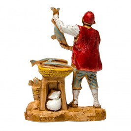 Pescivendolo con Cesti di Pesce per il Presepe