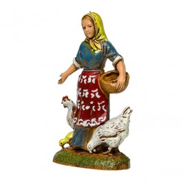 Contadina con Galline per il Presepe