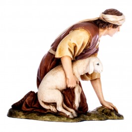 Pastore Inginocchiato con Agnello Landi 15 cm