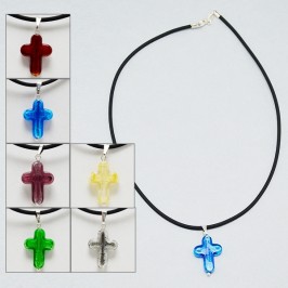 Collana con Croce in vetro