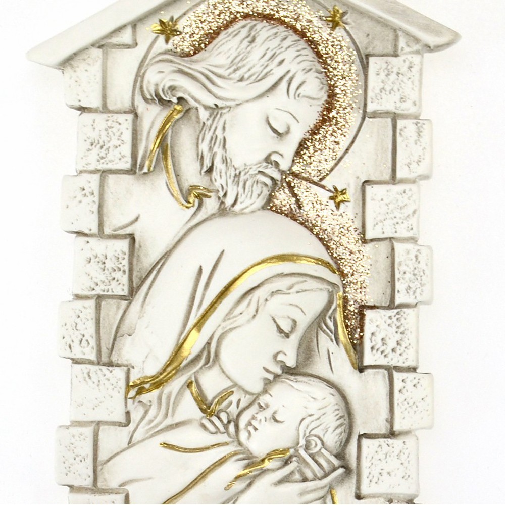 Acquasantiera con placca Sacra Famiglia cm 12 DELL'ARTE Articoli Religiosi 