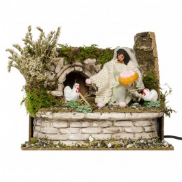 Donna con Galline Presepe Movimento