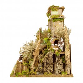 Presepe con Natività e Pastori in Movimento