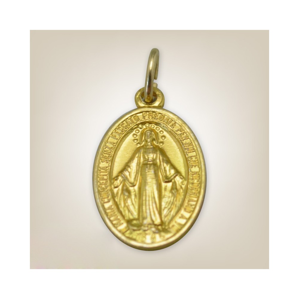 Medaglia-Ciondolo Madonnina Miracolosa Uomo-Donna in Oro Bianco 18 Kt