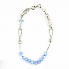 Bracciale Viera Grani Cristallo e Croce Smaltata