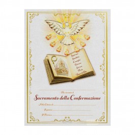 Diploma Cresima Colomba e Libro con Doni