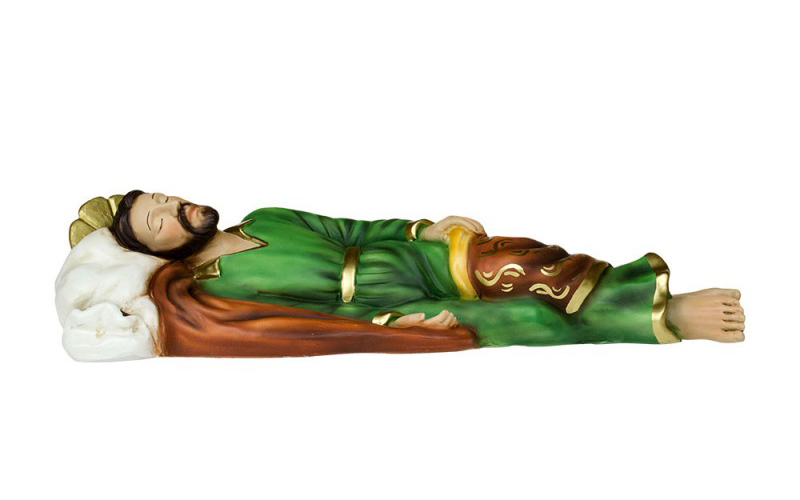 Statua di San Giuseppe Dormiente in Resina dipinta a mano.